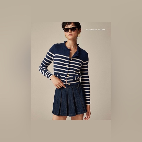 J. Crew Cashmere fringe-trim sweater lady jacket, Size XXS - Picture 2 of 16